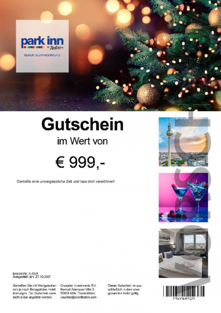 Park Inn by Radisson Berlin Alexanderplatz Wertgutschein